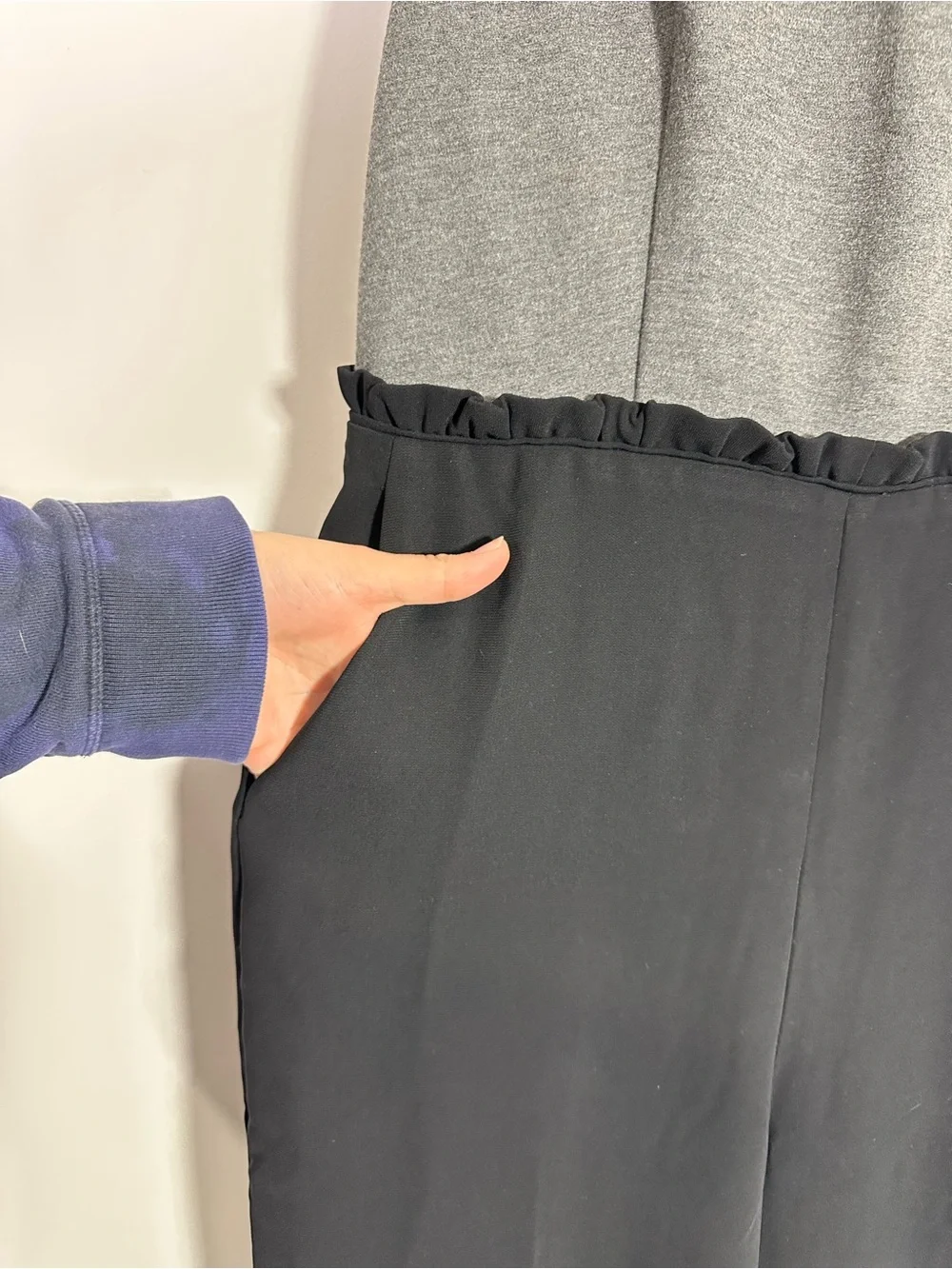 J. Crew Gray Black Sleeveless V-Neck Straight Leg Jumpsuit